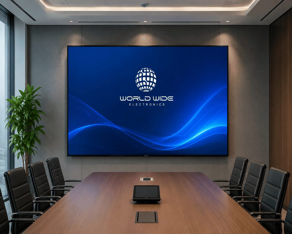 Modern corporate boardroom with display